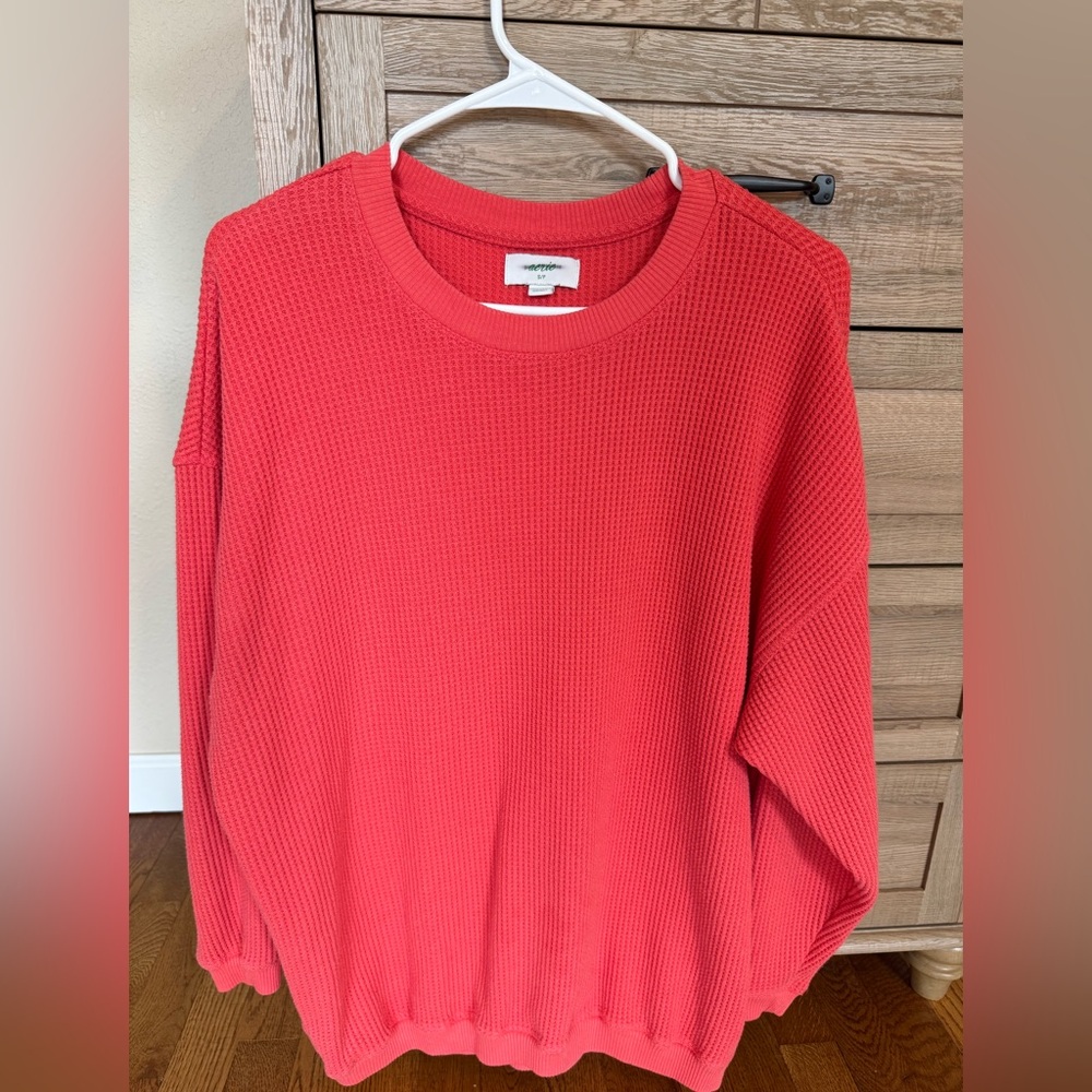 Aerie Coral Waffle-Knit Sweater